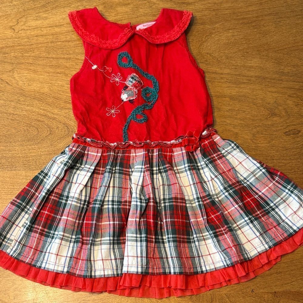 Festive Red and Plaid Kids Costume Dress